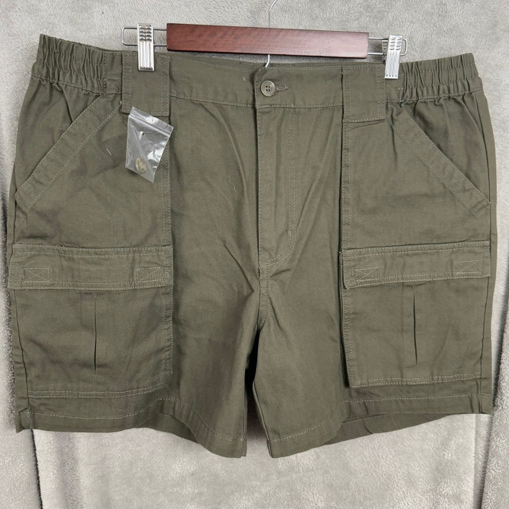 Guide Gear 40 Mens Olive Green Cotton Cargo Shorts Elastic Waist Outdoor Casual